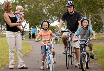 Momento família com o ciclismo