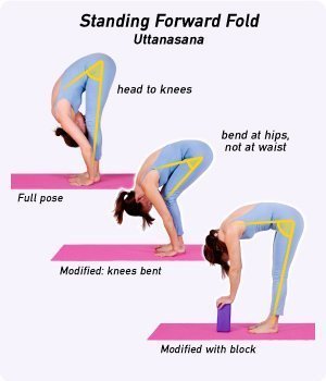 Diferentes formas de executar a Uttasana